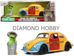 JADA TOYS SESAME STREET OSKAR THE GROUCH& 1959 VW BEETLE..1/24 ÖLÇEK