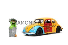 JADA TOYS SESAME STREET OSKAR THE GROUCH& 1959 VW BEETLE..1/24 ÖLÇEK