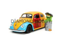 JADA TOYS SESAME STREET OSKAR THE GROUCH& 1959 VW BEETLE..1/24 ÖLÇEK