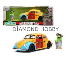 JADA TOYS SESAME STREET OSKAR THE GROUCH& 1959 VW BEETLE..1/24 ÖLÇEK