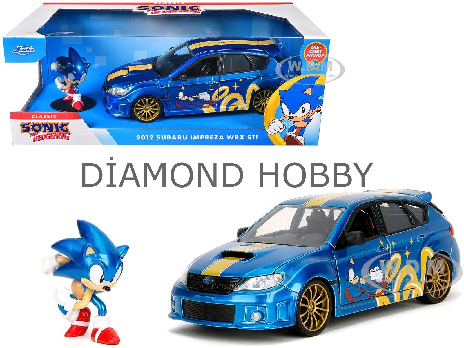 JADA TOYS 1/24..Sonic The Hedgehog  2012 Subaru Impreza WRX STI