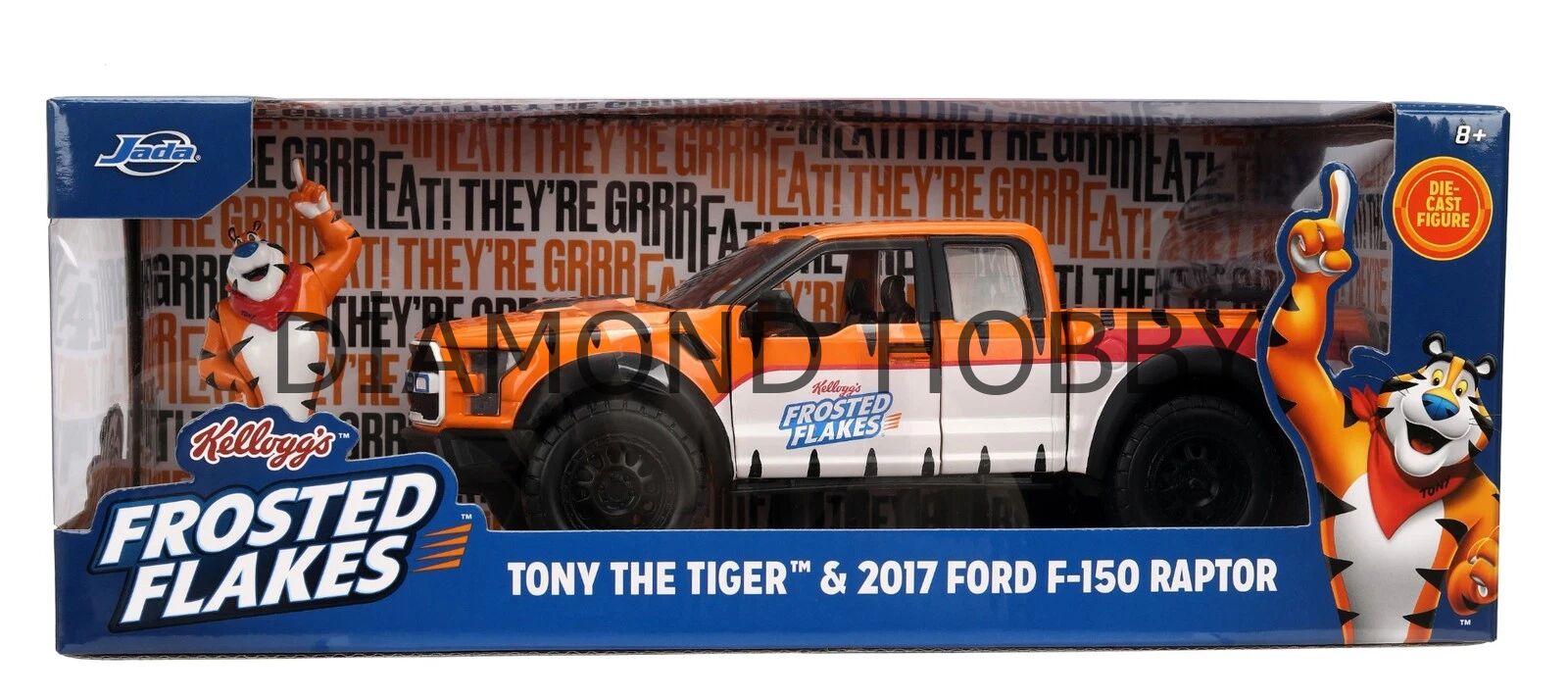 JADA TOYS 1/24 FROSTED FLAKES. TONY THE TİGER &2017 FORD F-150 RAPTOR