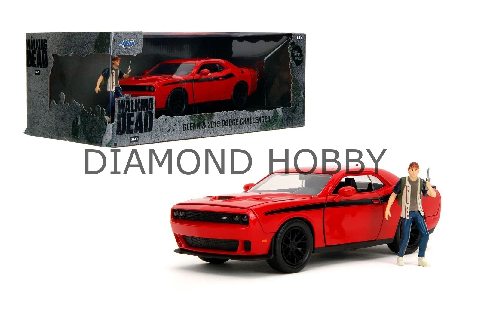JADA TOYS 1/24 ÖLÇEK..THE WALKING DEAD GLEEN & 2015 DODGE CHALLENGER