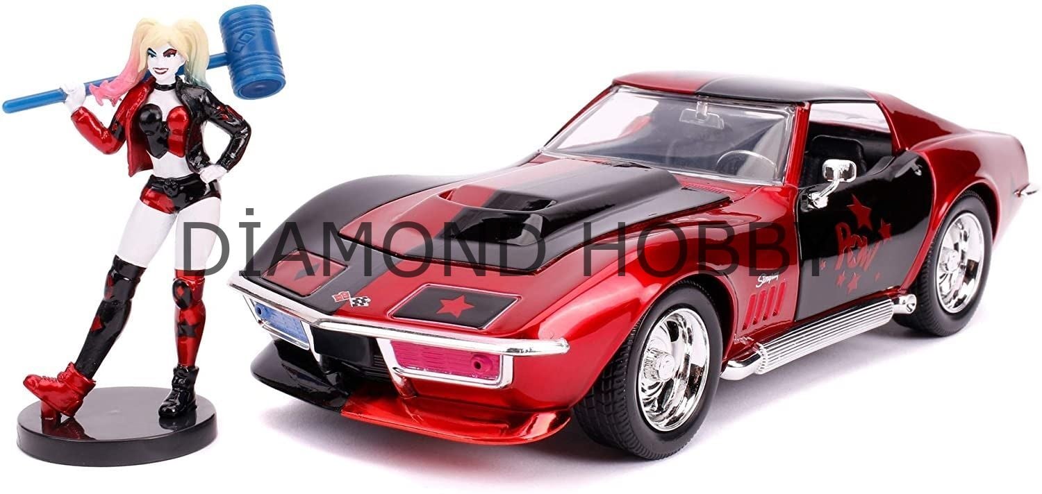 JADA TOYS 1/24 HARLEY QUINN & 1969 CHEVY CORVETTE STINGRAY