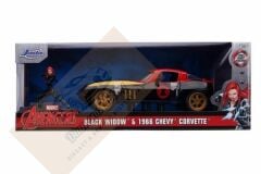 JADA TOYS 1/24 MARVEL AVENGERS BLACK WIDOW & 1966 CHEVY CORVETTE