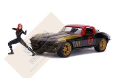 JADA TOYS 1/24 MARVEL AVENGERS BLACK WIDOW & 1966 CHEVY CORVETTE