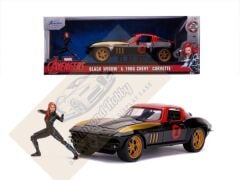 JADA TOYS 1/24 MARVEL AVENGERS BLACK WIDOW & 1966 CHEVY CORVETTE