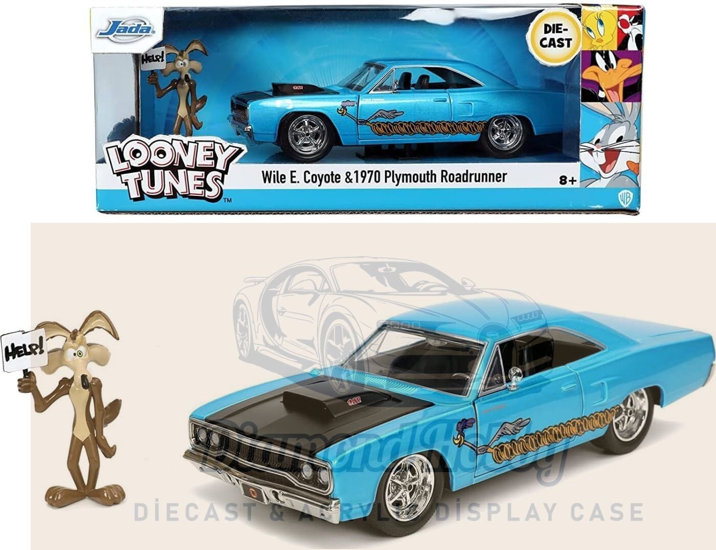 JADA TOYS 1/24 ölçek Wile E. Coyote & 1970 Plymouth Road Runner