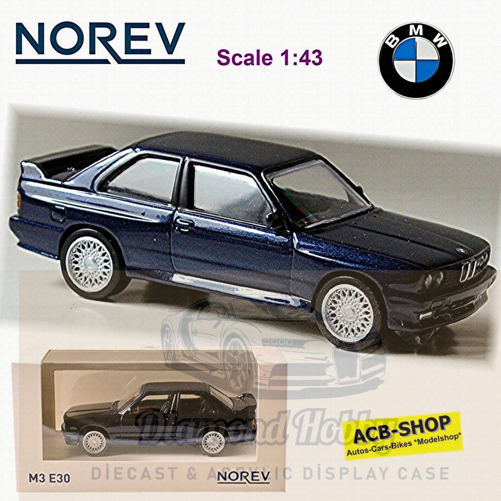 NOREV 1/43 ÖLÇEK BMW M3 E30 LACİVERT